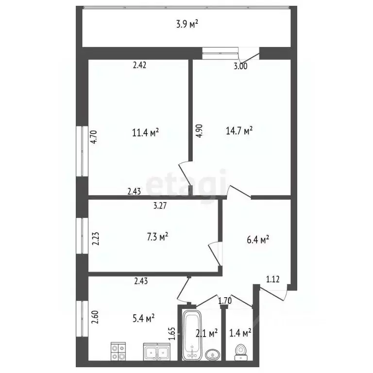 3-к кв. Крым, Феодосия ул. Чкалова, 187 (52.6 м) - Фото 2