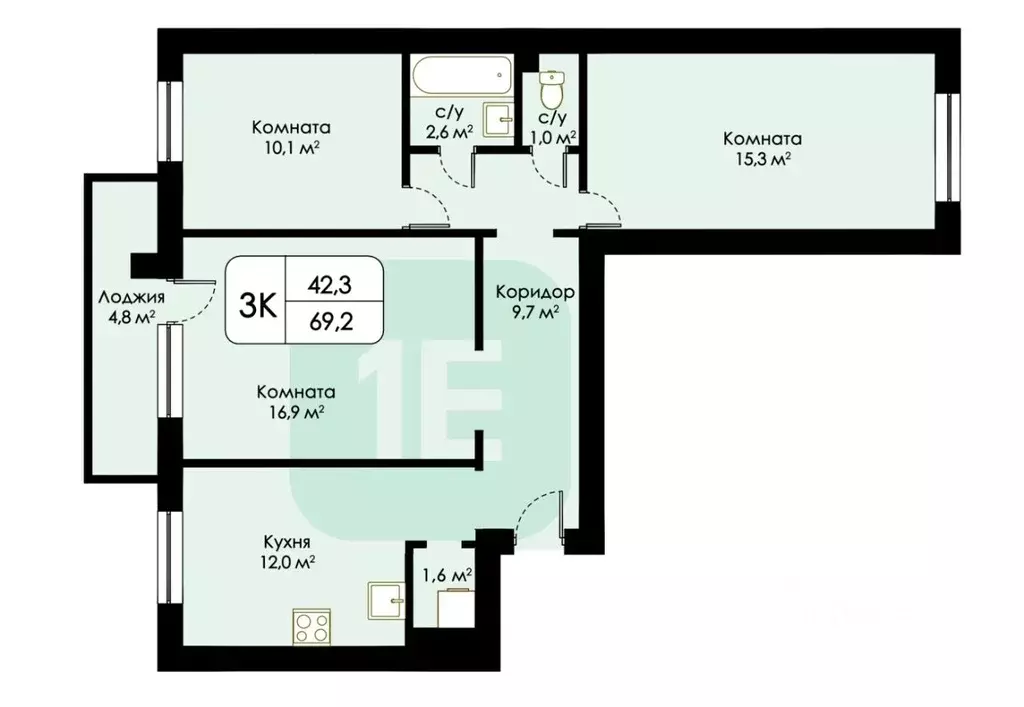 3-к кв. Новосибирская область, Новосибирск ул. Никитина, 2/1 (69.2 м) - Фото 0
