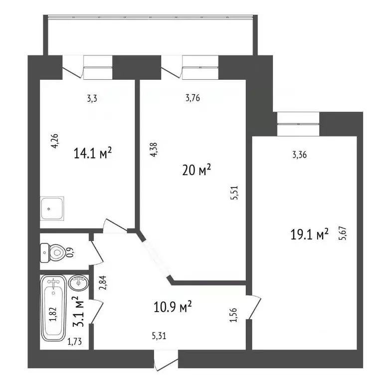 2-к кв. Красноярский край, Красноярск Зеленая Роща мкр, ул. Тельмана, ... - Фото 2