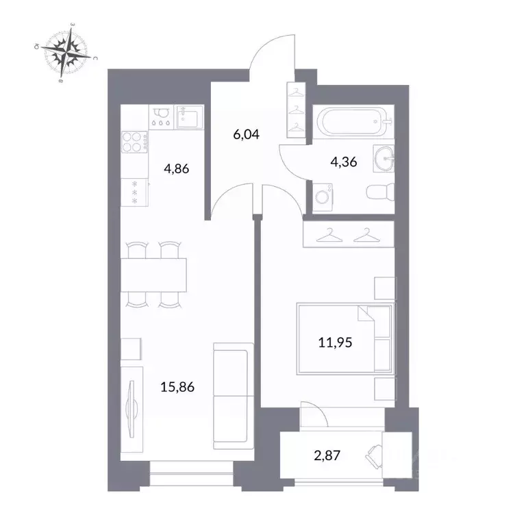 2-к кв. Новосибирская область, Новосибирск ул. Державина, 50 (46.1 м) - Фото 0