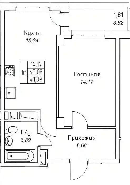 1-к кв. Саха (Якутия), Якутск 11-й кв-л,  (41.89 м) - Фото 1