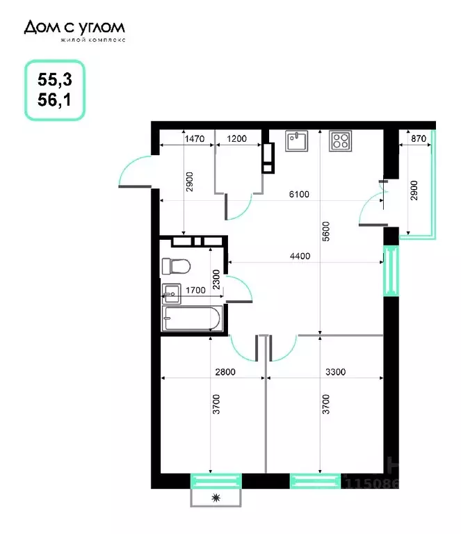 2-к кв. Приморский край, Владивосток ул. Нейбута, 137с1 (56.0 м) - Фото 1