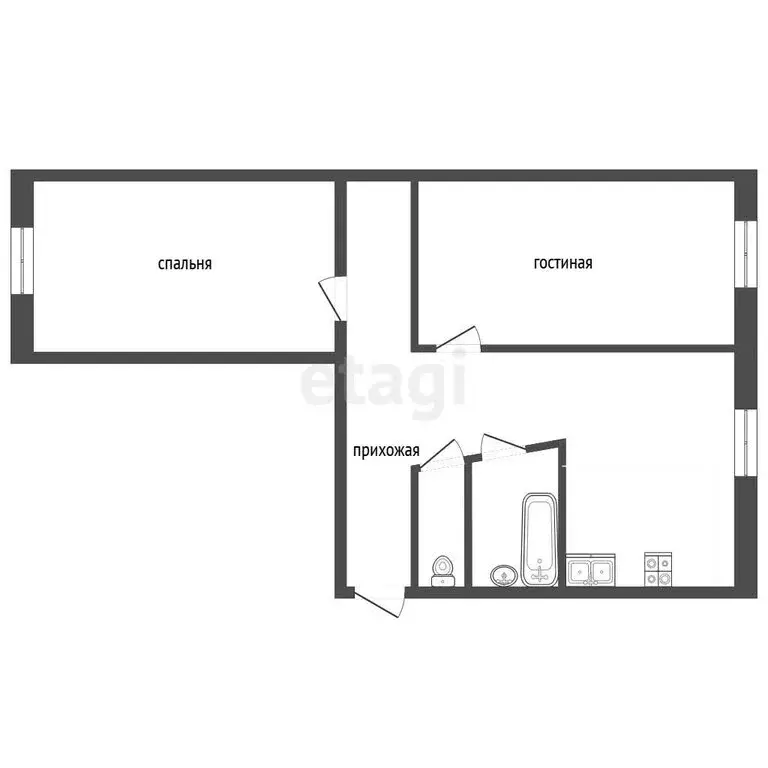 2-комнатная квартира: Тюмень, улица 50 лет Октября, 37А (43.2 м) - Фото 1
