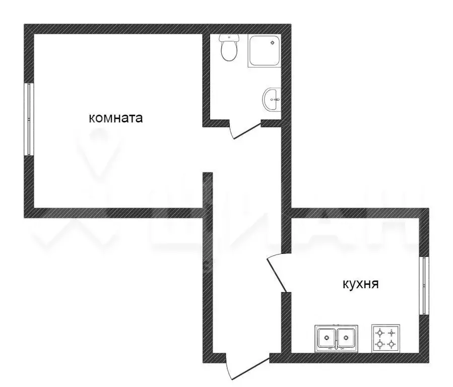 1-к кв. Татарстан, Казань ул. Кулахметова, 21 (38.0 м) - Фото 1