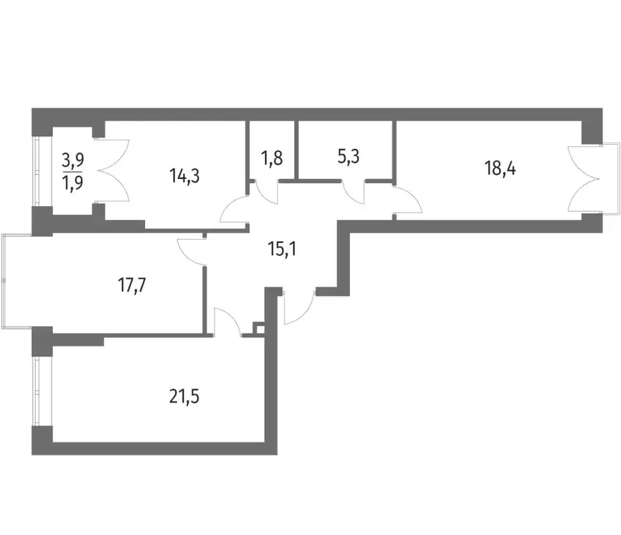 3-к кв. Санкт-Петербург ул. Академика Константинова, 1к1 (96.1 м) - Фото 0