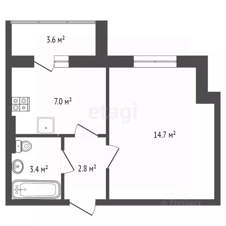 1-к кв. Костромская область, Кострома Панинская ул., 2к2 (27.9 м) - Фото 1