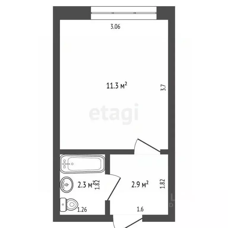 Студия Кемеровская область, Юрга ул. Машиностроителей, 49 (16.5 м) - Фото 1