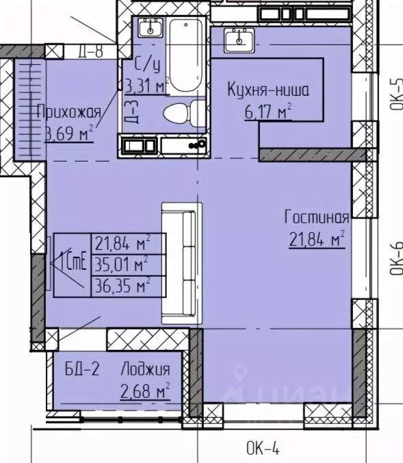 Студия Татарстан, Нижнекамск ул. Баки Урманче, 12 (36.35 м) - Фото 1