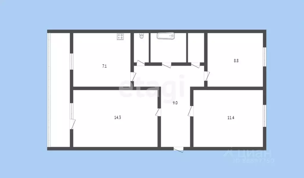 3-к кв. Карачаево-Черкесия, Хабез аул ул. Умара Хабекова, 73 (55.2 м) - Фото 1