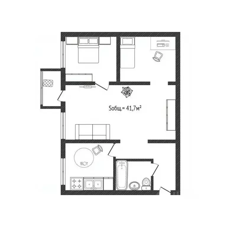 2-к кв. Брянская область, Брянск ул. Ульянова, 5 (41.7 м) - Фото 2