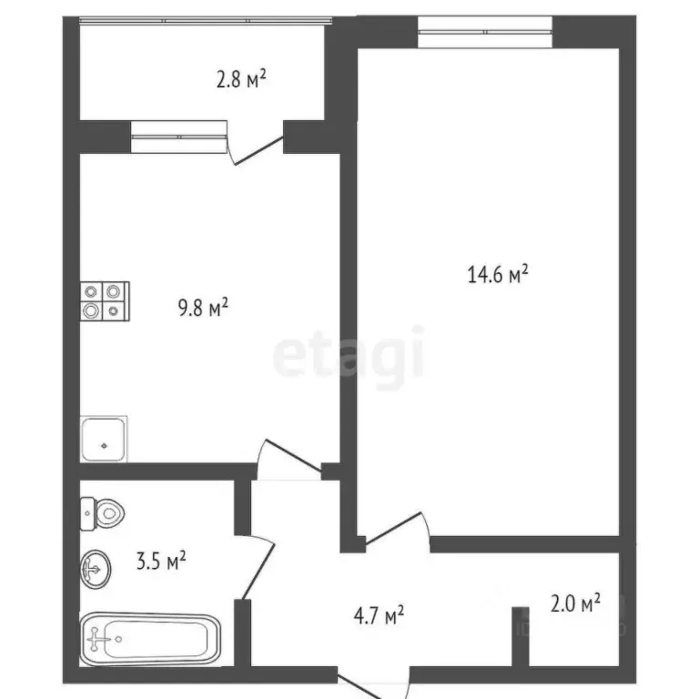 1-к кв. Тюменская область, Тюмень ул. Ветеранов Труда, 9А (33.4 м) - Фото 2