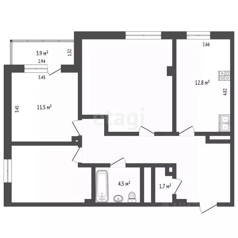 3-к кв. Ханты-Мансийский АО, Ханты-Мансийск Ледовая ул., 7 (79.5 м) - Фото 1