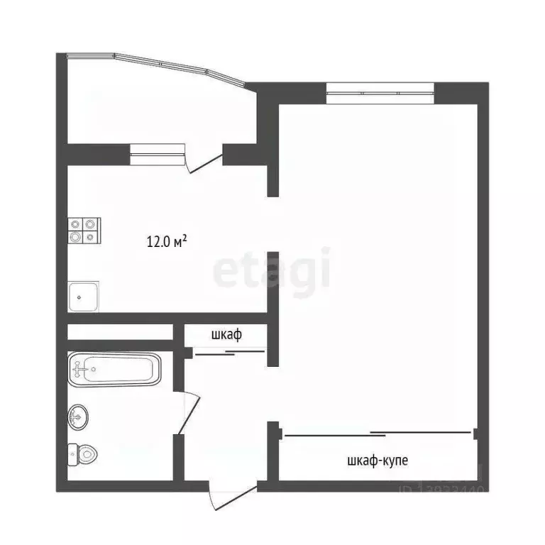 1-к кв. Тюменская область, Тюмень ул. Константина Посьета, 11к1 (41.0 ... - Фото 2