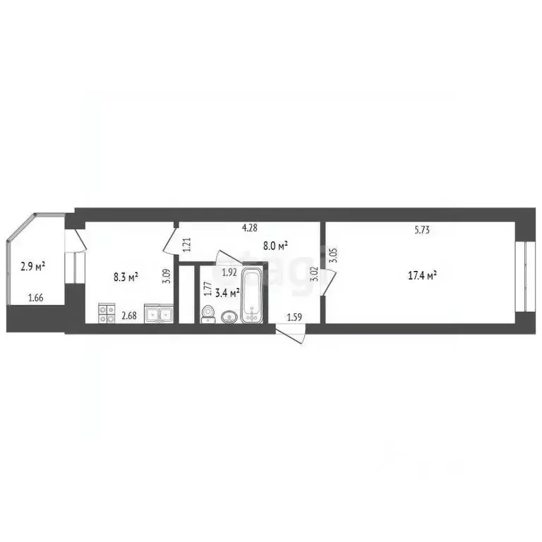 1-к кв. Чувашия, Чебоксары ул. Филиппа Лукина, 1 (37.1 м) - Фото 2