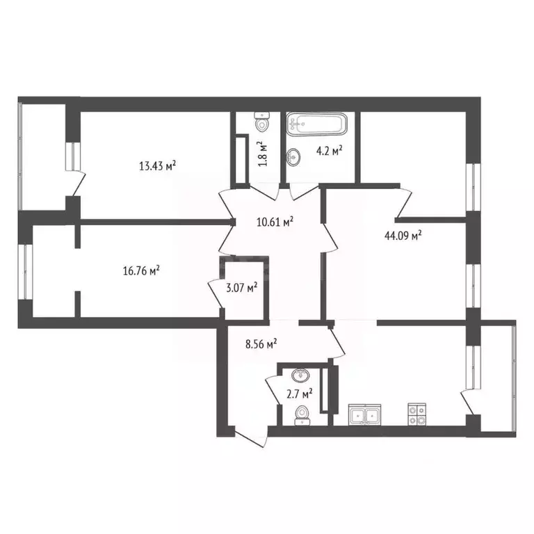4-к кв. Тюменская область, Тюмень ул. Муравленко, 1к1 (105.2 м) - Фото 2