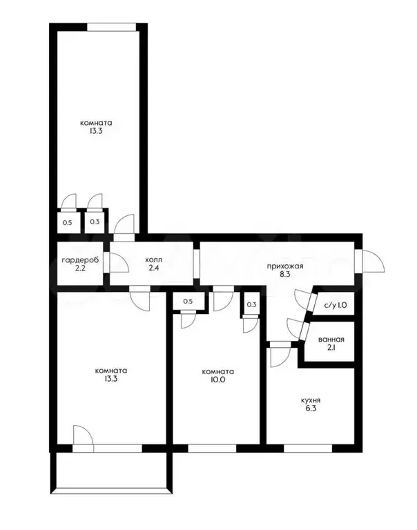 3-к. квартира, 63 м, 4/5 эт. - Фото 0