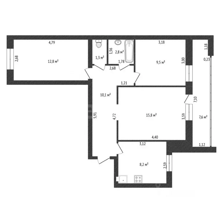 3-к кв. Башкортостан, Уфа Интернациональная ул., 185 (60.5 м) - Фото 2