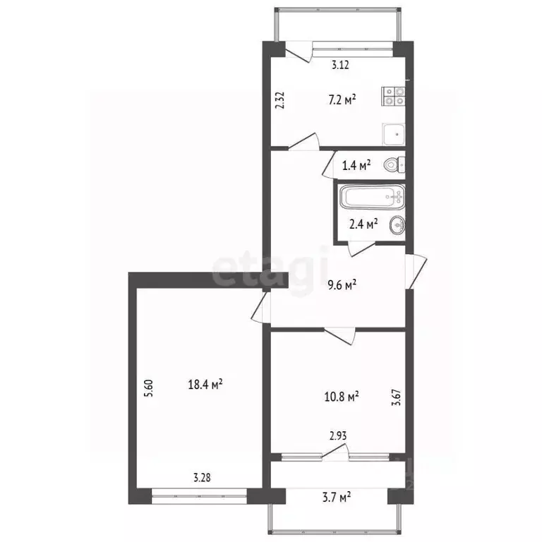 2-к кв. Севастополь ул. Генерала Коломийца, 7 (49.8 м) - Фото 0