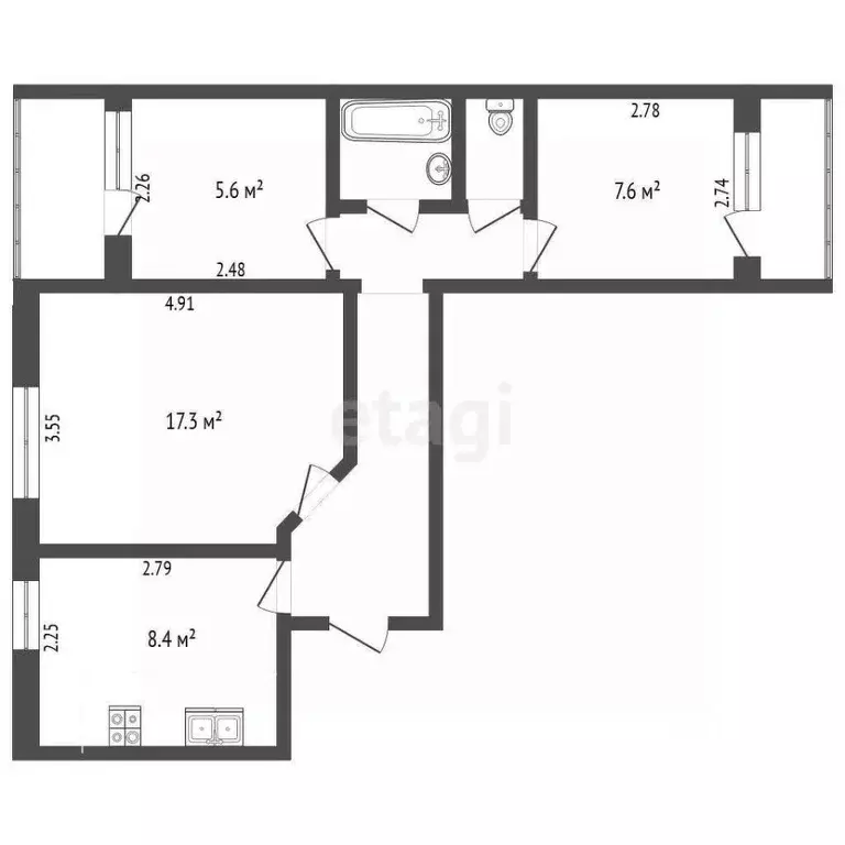 3-к кв. Ярославская область, Тутаев просп. 50-летия Победы (60.8 м) - Фото 2