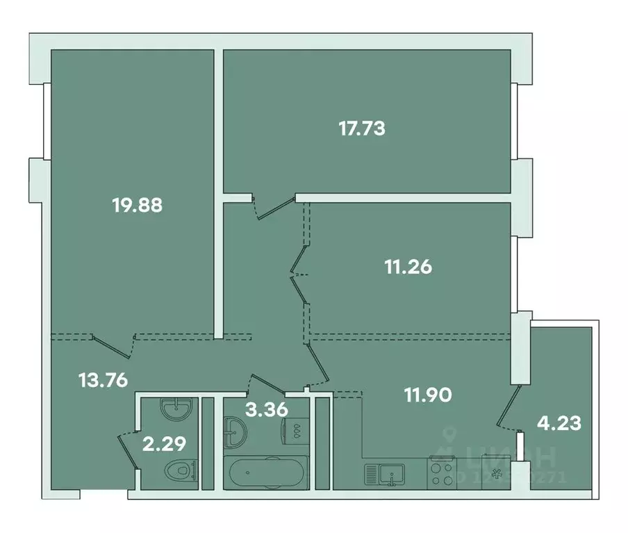 3-к кв. Иркутская область, Иркутск ул. Петрова, 18 (84.41 м) - Фото 0