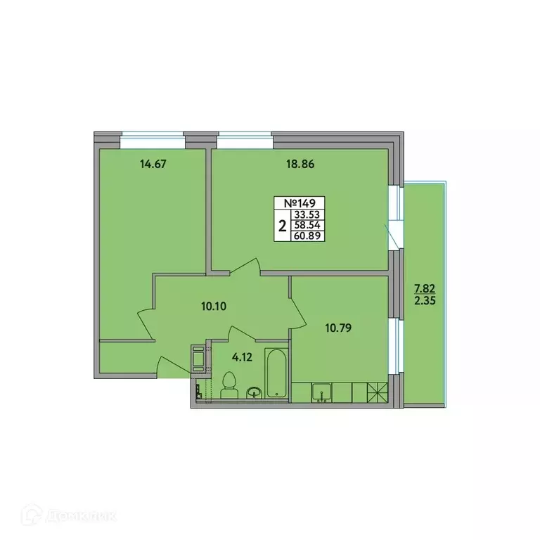 Продаётся 2-к квартира, 60.2 м - Фото 0