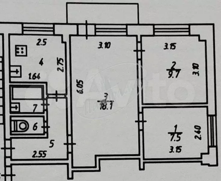 3-к. квартира, 49 м, 5/5 эт. - Фото 0