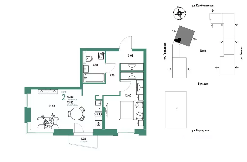2-к кв. Свердловская область, Екатеринбург муниципальное образование, ... - Фото 1