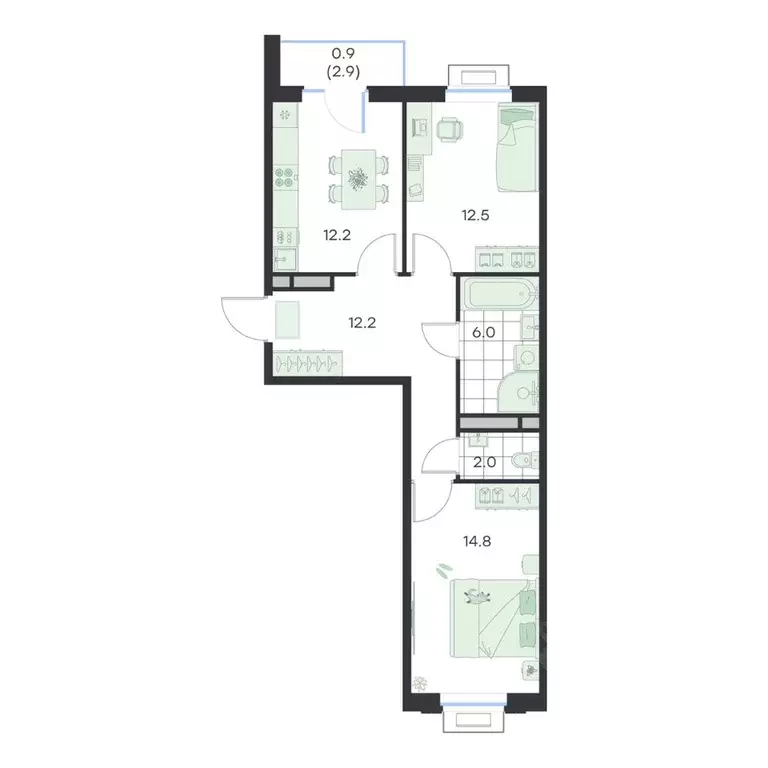 2-к кв. Московская область, Раменское G3 Михалевич жилой комплекс ... - Фото 1