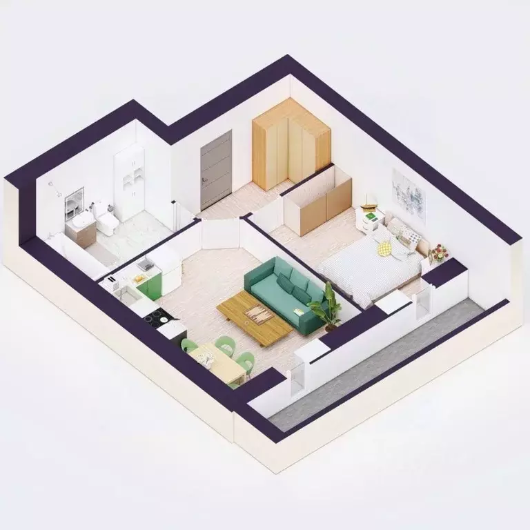 2-к кв. Башкортостан, Уфа Кавказская ул., 24 (43.31 м) - Фото 1