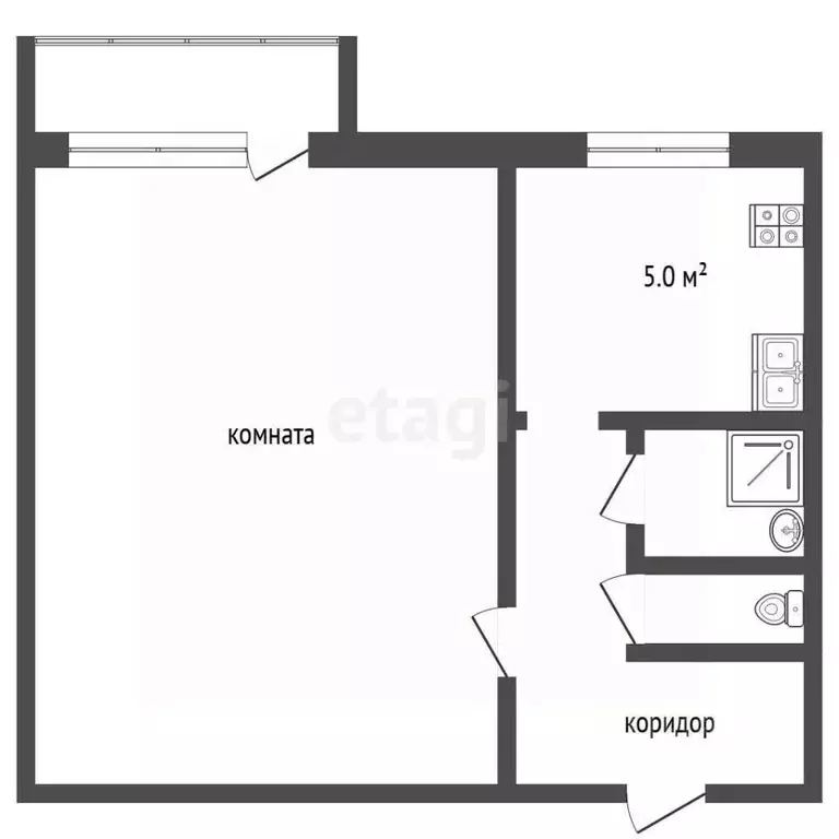 1-к кв. Тюменская область, Тюмень ул. Республики, 164 (30.0 м) - Фото 2