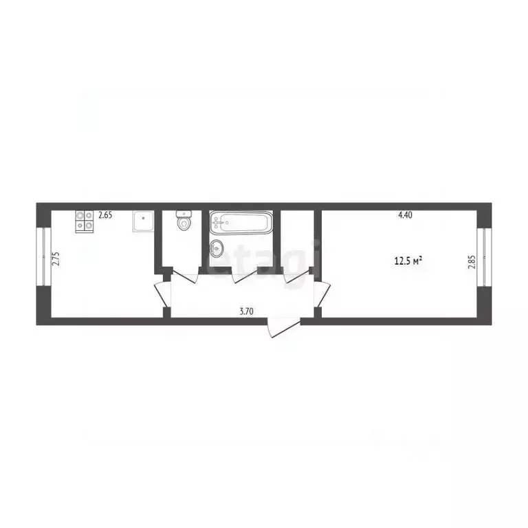 1-к кв. Тюменская область, Тюмень Ткацкий проезд, 18 (29.4 м) - Фото 1