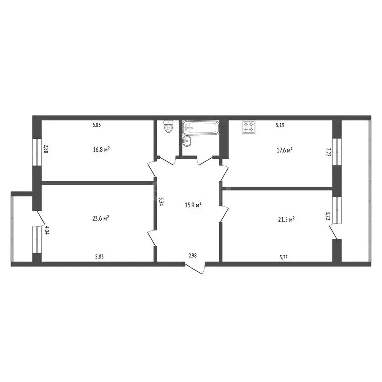 3-комнатная квартира: Благовещенск, Забурхановская улица, 95 (99.5 м) - Фото 1