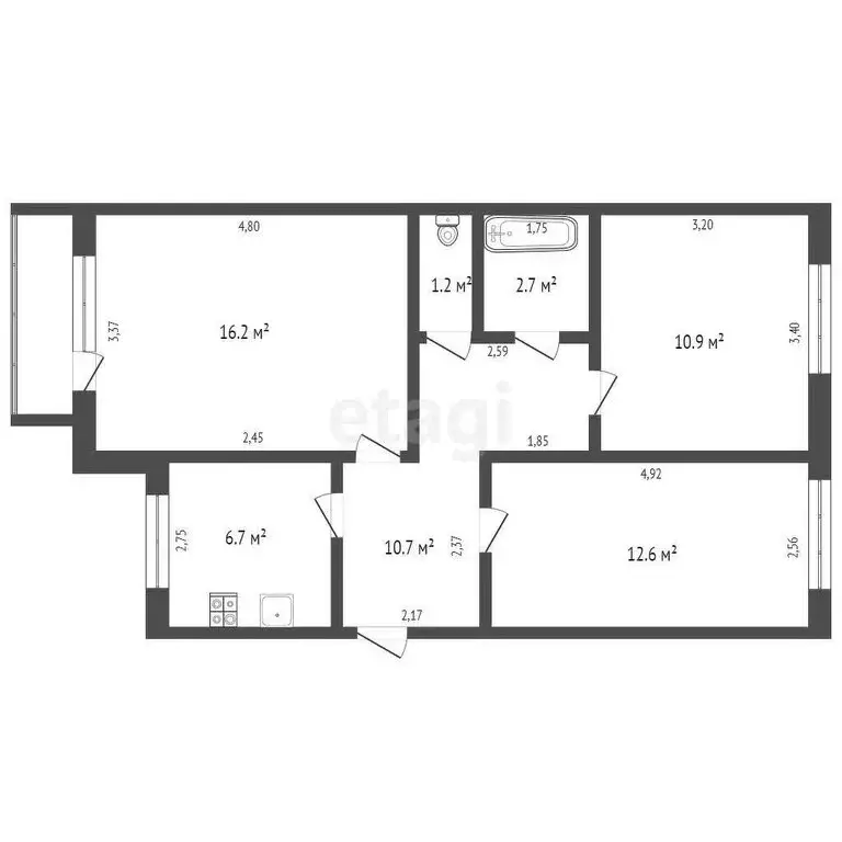 3-комнатная квартира: Брянск, Советская улица, 15 (64.8 м) - Фото 0