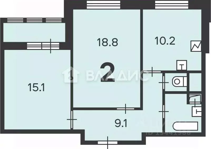 2-к кв. Москва ул. Вилиса Лациса, 38к1 (58.1 м) - Фото 1