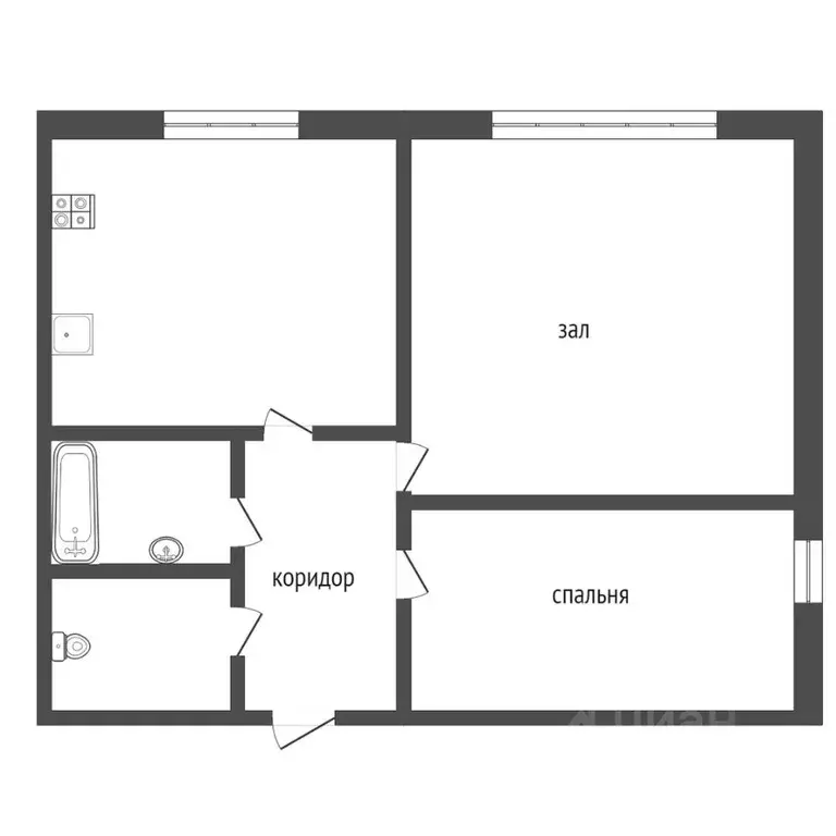 2-к кв. Татарстан, Зеленодольск ул. Энгельса, 36 (42.7 м) - Фото 2