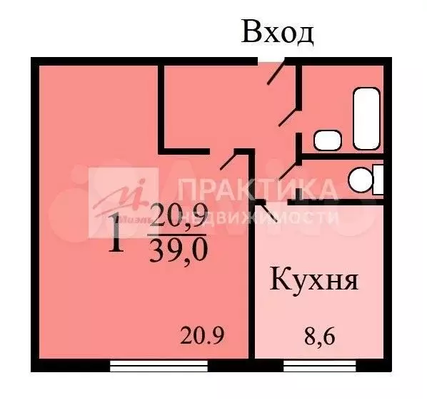1-к. квартира, 39 м, 1/12 эт. - Фото 0