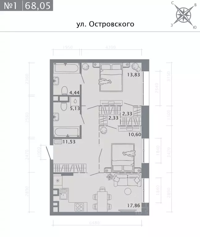 2-к кв. Татарстан, Казань Кастура Таун жилой комплекс (68.05 м) - Фото 0