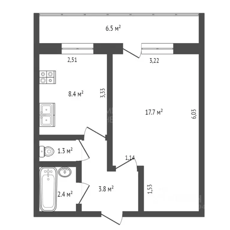 1-к кв. Тюменская область, Тюмень Пролетарская ул., 118 (34.0 м) - Фото 1