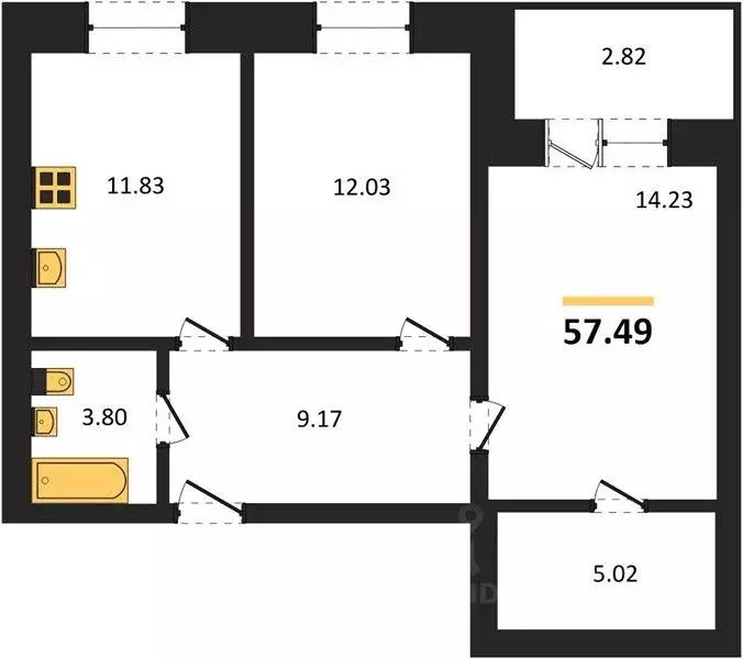 2-к кв. Владимирская область, Суздаль Мечта жилой комплекс (57.49 м) - Фото 1