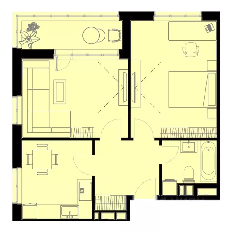 2-к кв. Приморский край, Уссурийск Кленовый парк жилой комплекс (55.6 ... - Фото 1