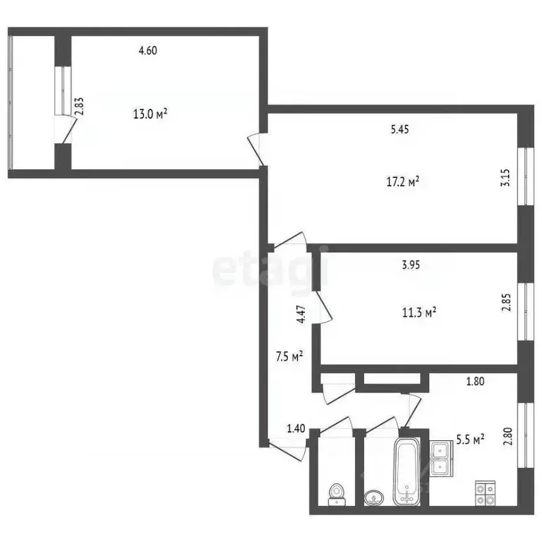 3-к кв. Ямало-Ненецкий АО, Новый Уренгой Ленинградский просп., 17 ... - Фото 2
