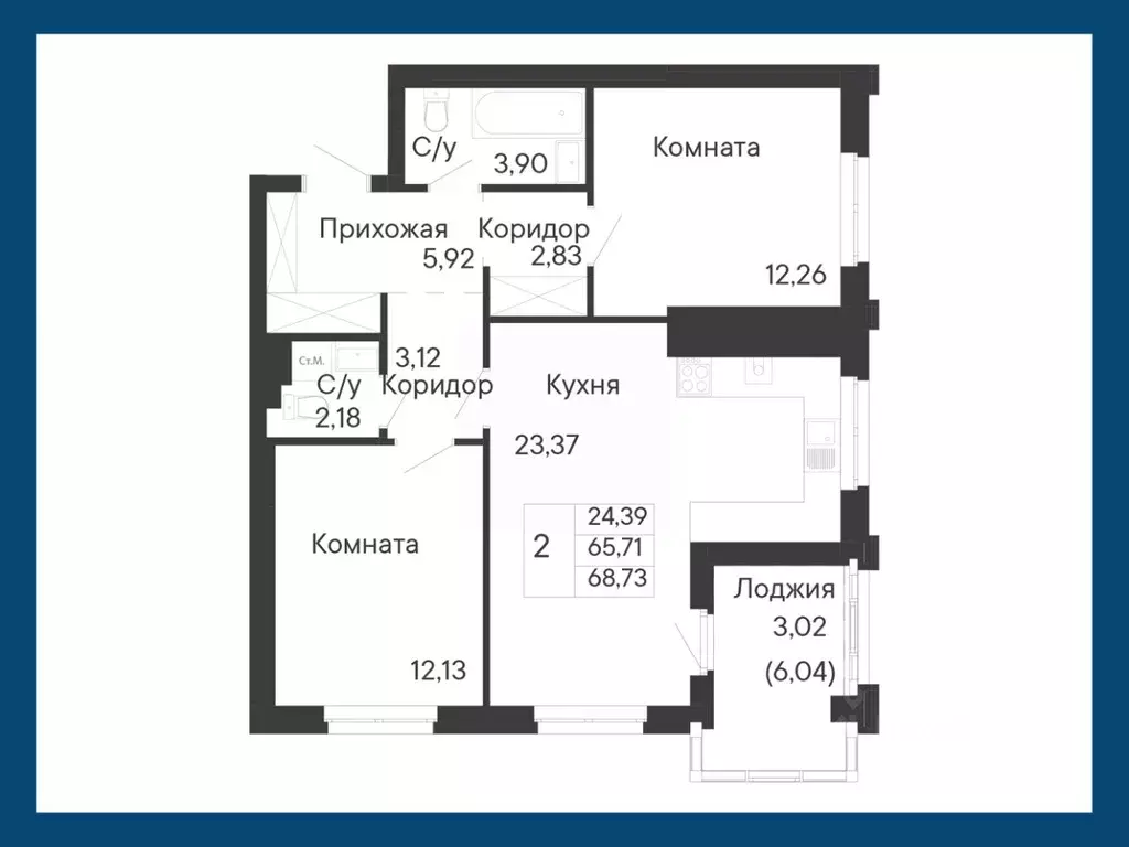 2-к кв. Ростовская область, Ростов-на-Дону Ривьера жилой квартал,  ... - Фото 1