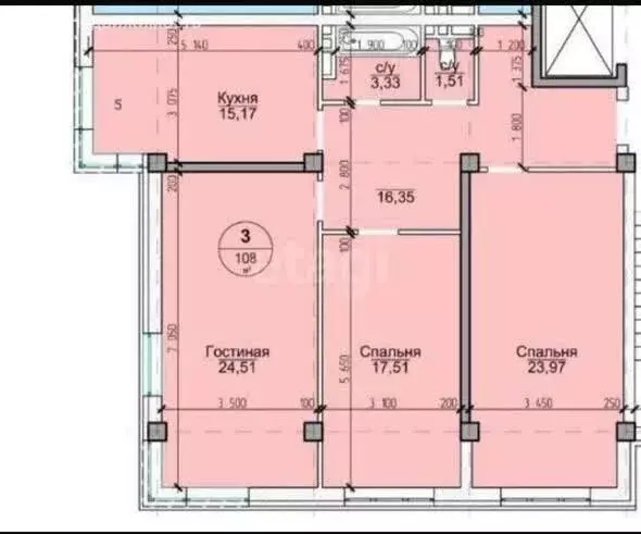 3-комнатная квартира: Махачкала, Магарамкентская улица, 25 (108 м) - Фото 1