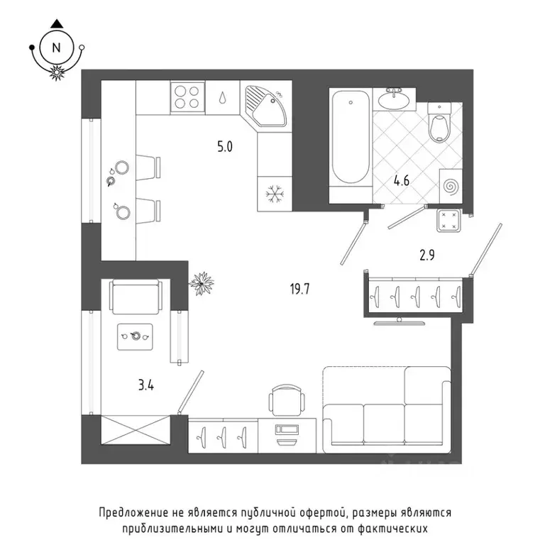 Студия Санкт-Петербург бул. Измайловский, 9 (33.8 м) - Фото 0