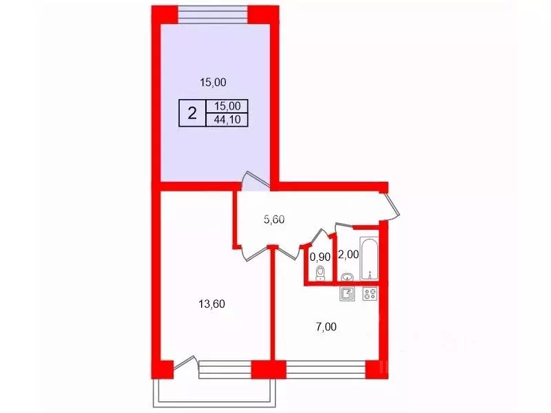 Комната Санкт-Петербург ул. Замшина, 54 (15.0 м) - Фото 1