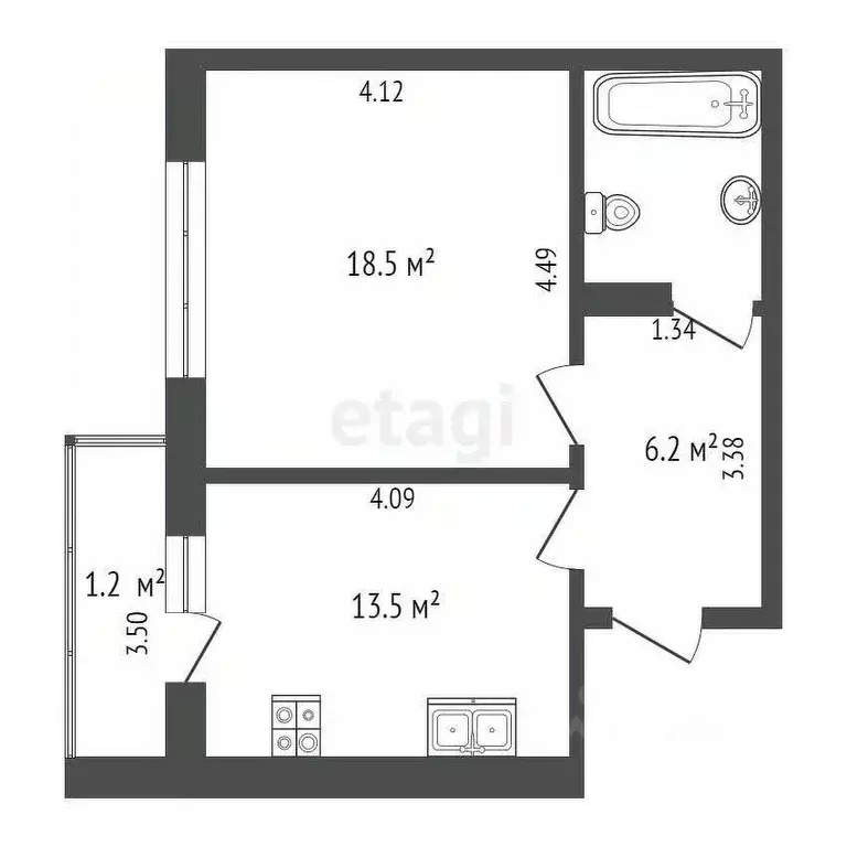 1-к кв. Крым, Симферополь ул. Ковыльная (45.0 м) - Фото 1