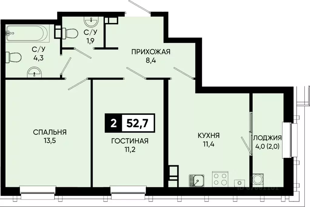 2-к кв. Ставропольский край, Кисловодск городской округ, пос. ... - Фото 1