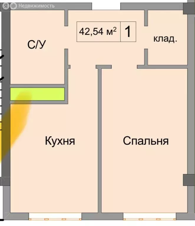 1-комнатная квартира: Нальчик, улица Шарданова, 50к2 (42.54 м) - Фото 0
