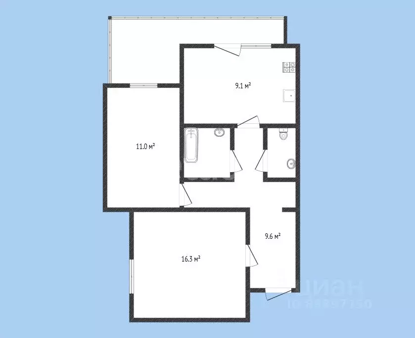 2-к кв. Карачаево-Черкесия, Черкесск ул. Космонавтов, 46А (50.1 м) - Фото 1