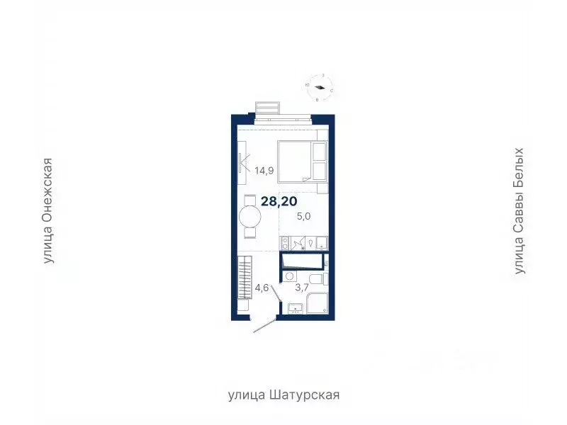 Студия Свердловская область, Екатеринбург ул. Шатурская (28.2 м) - Фото 0